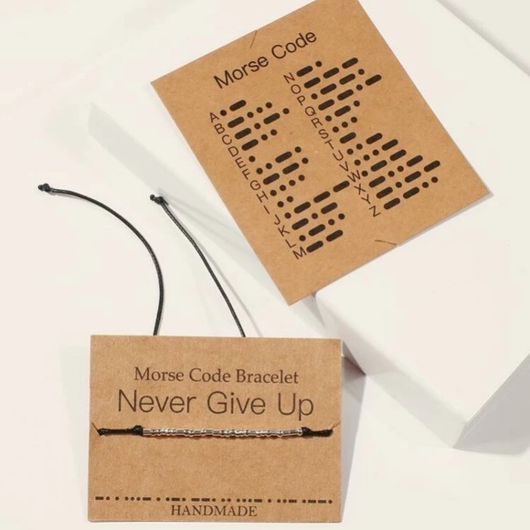 Never Give Up Morse Code Bracelet - Picture 2 of 4